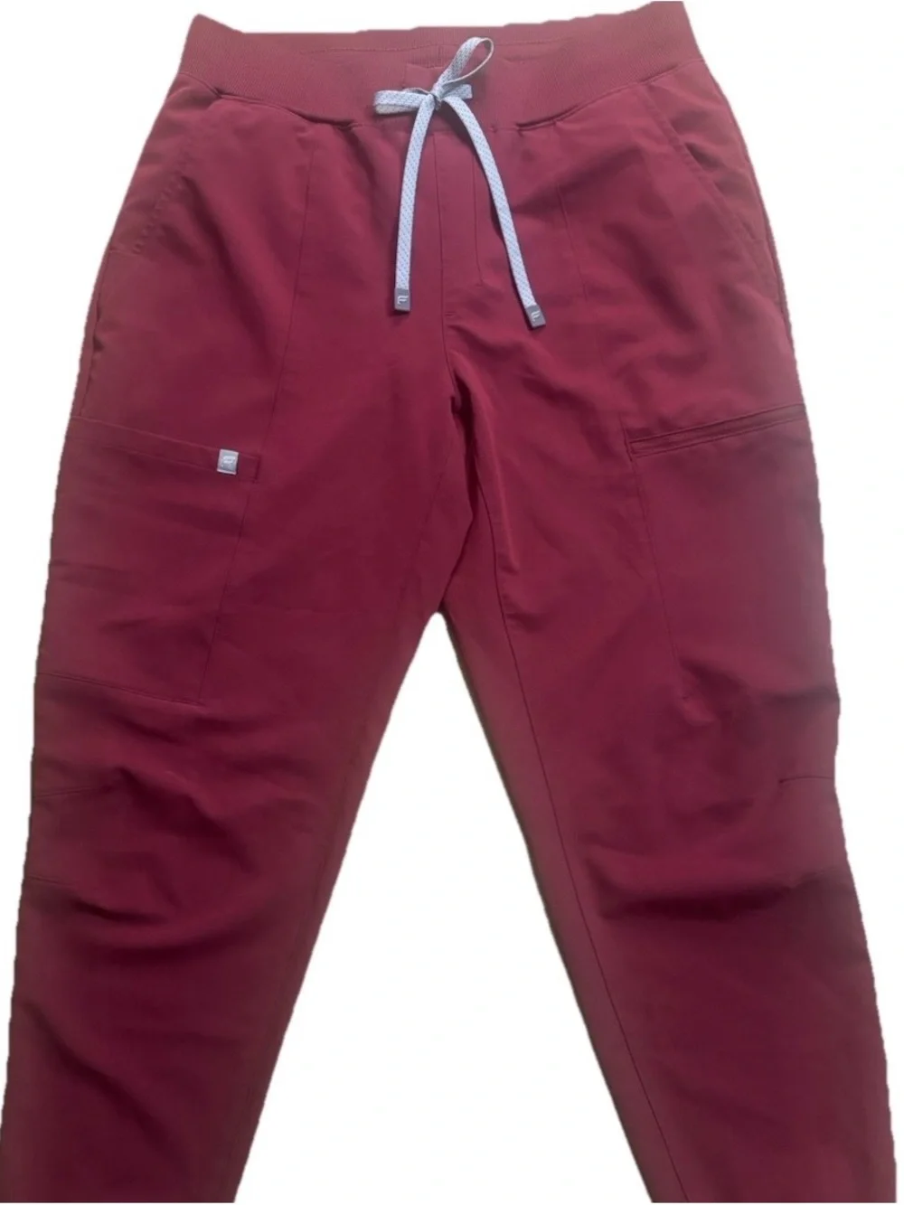 🔥Fabletics Burgundy Scrub Set Women M V-Neck Top | Jogger Pants Wine M/S - Picture 5 of 9